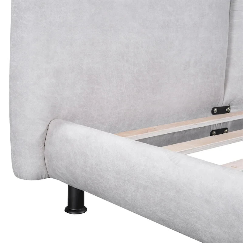 Polster-Plattformbett mit zwei großen Kopfstützen und dickem Stoff, Polyester