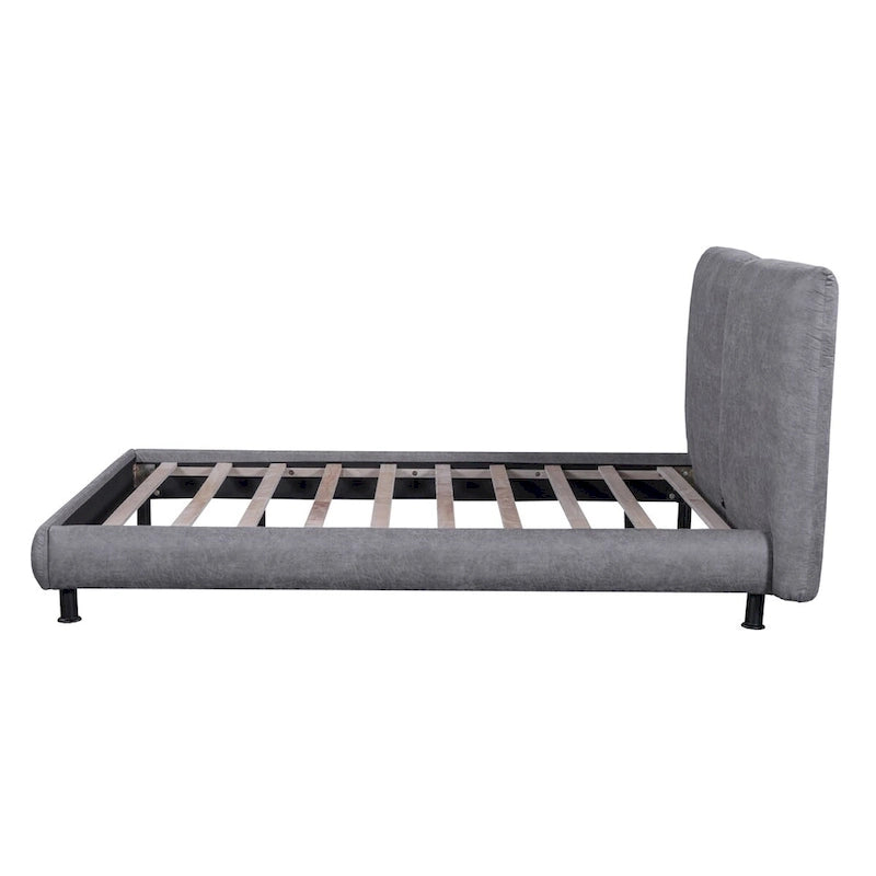 Polster-Plattformbett mit zwei großen Kopfstützen und dickem Stoff, Polyester