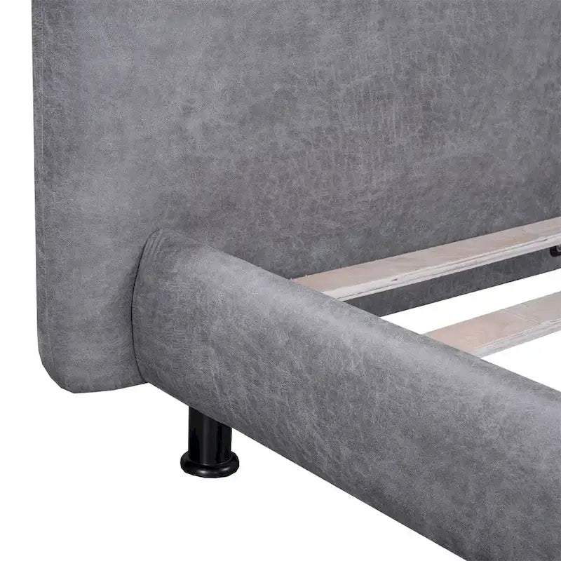 Polster-Plattformbett mit zwei großen Kopfstützen und dickem Stoff, Polyester