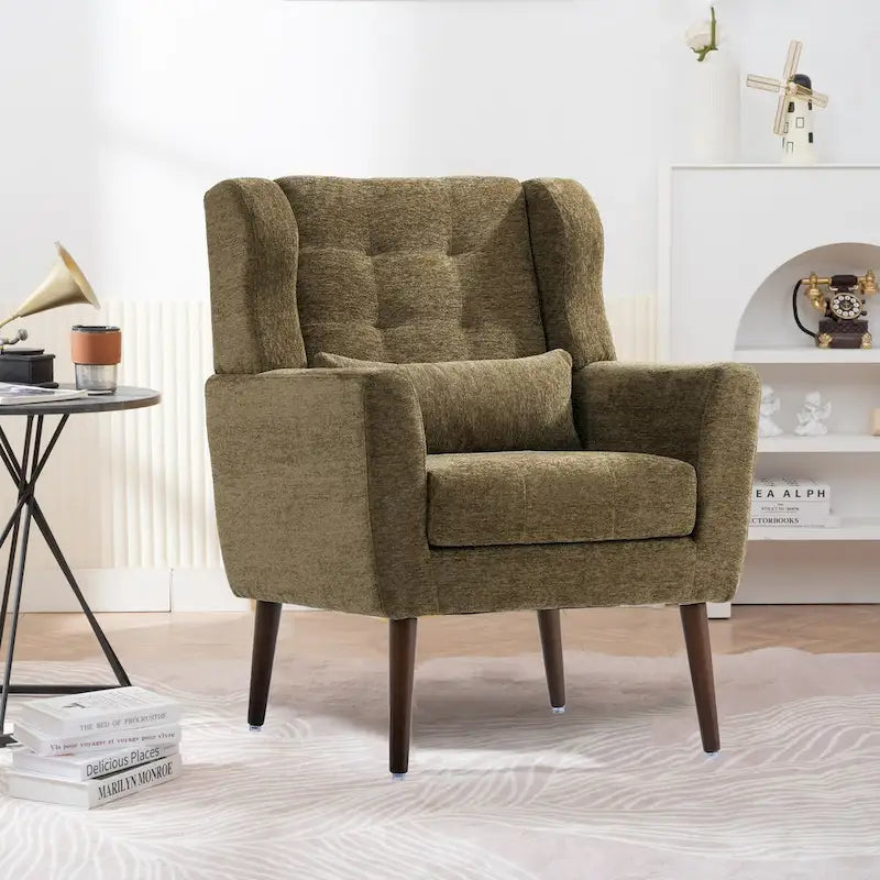 Moderner Akzentsessel, Chenille-Sessel für das Wohnzimmer, bequemer, weich gepolsterter Loungesessel für kleine Räume, Schlafzimmer