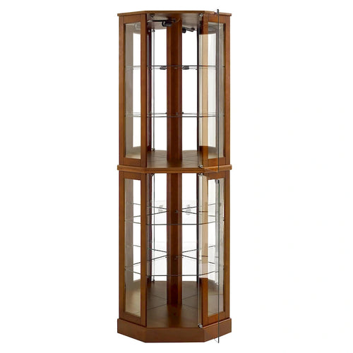 6 Shelf Corner Curio Display Cabinet with Lights
