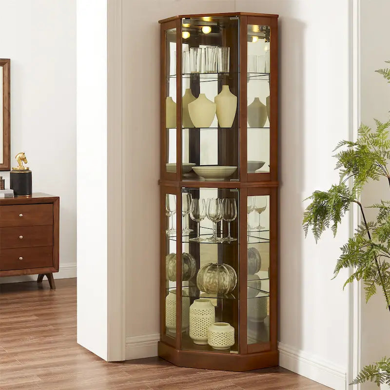6-stöckige Eckvitrine mit Beleuchtung