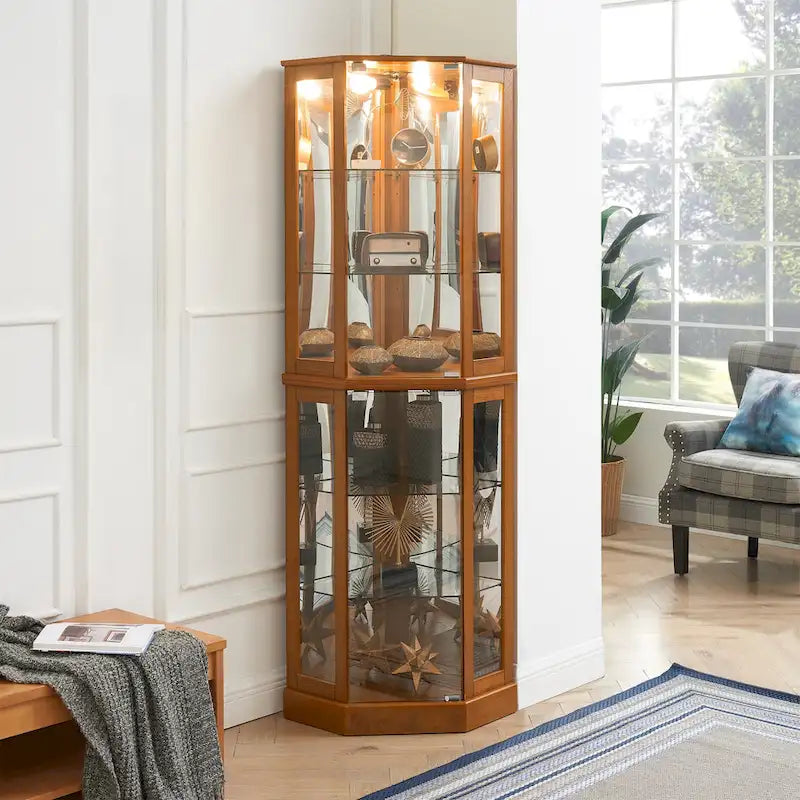 6-stöckige Eckvitrine mit Beleuchtung