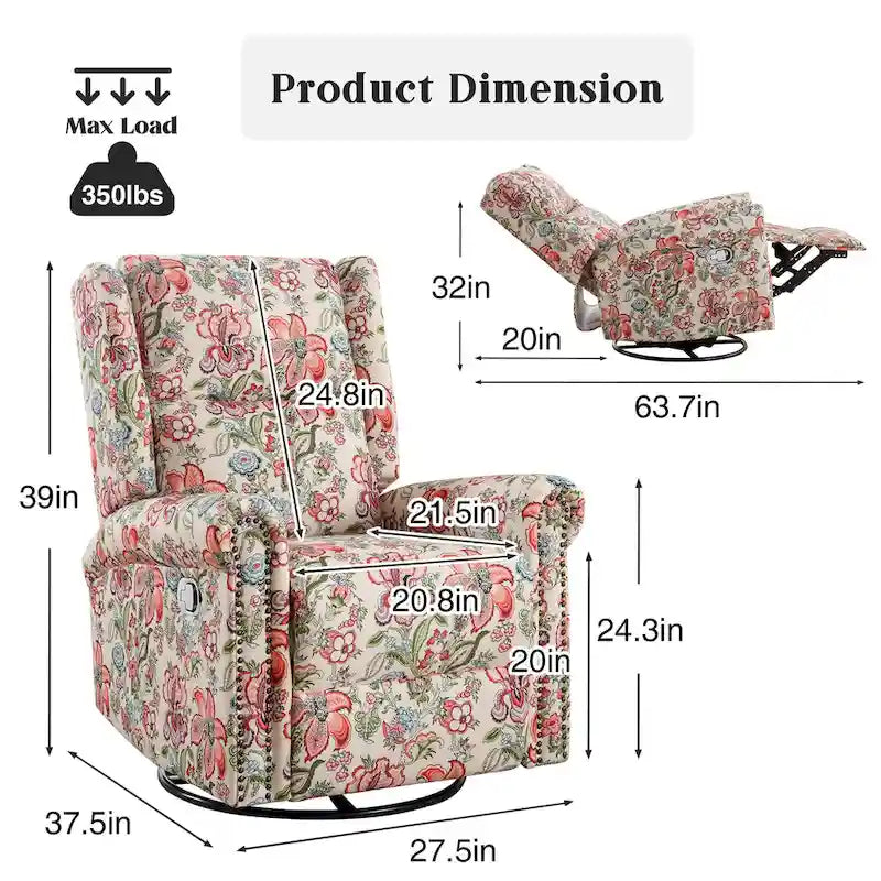 Blumenmuster manueller Liegesessel Schaukelstuhl Gleiter 2er-Set