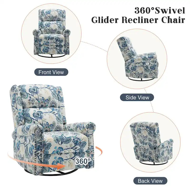 Blumenmuster manueller Liegesessel Schaukelstuhl Gleiter 2er-Set
