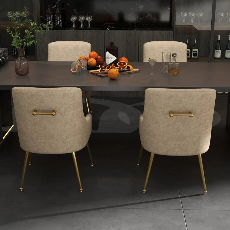 Moderner Glamour Esszimmerstuhl aus PU-Leder oder Schminkstuhl 4er-Set mit Griff an der Rückenlehne