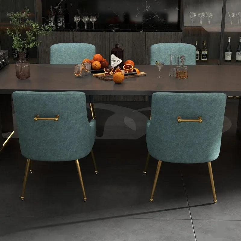 Moderner Glamour Esszimmerstuhl aus PU-Leder oder Schminkstuhl 4er-Set mit Griff an der Rückenlehne