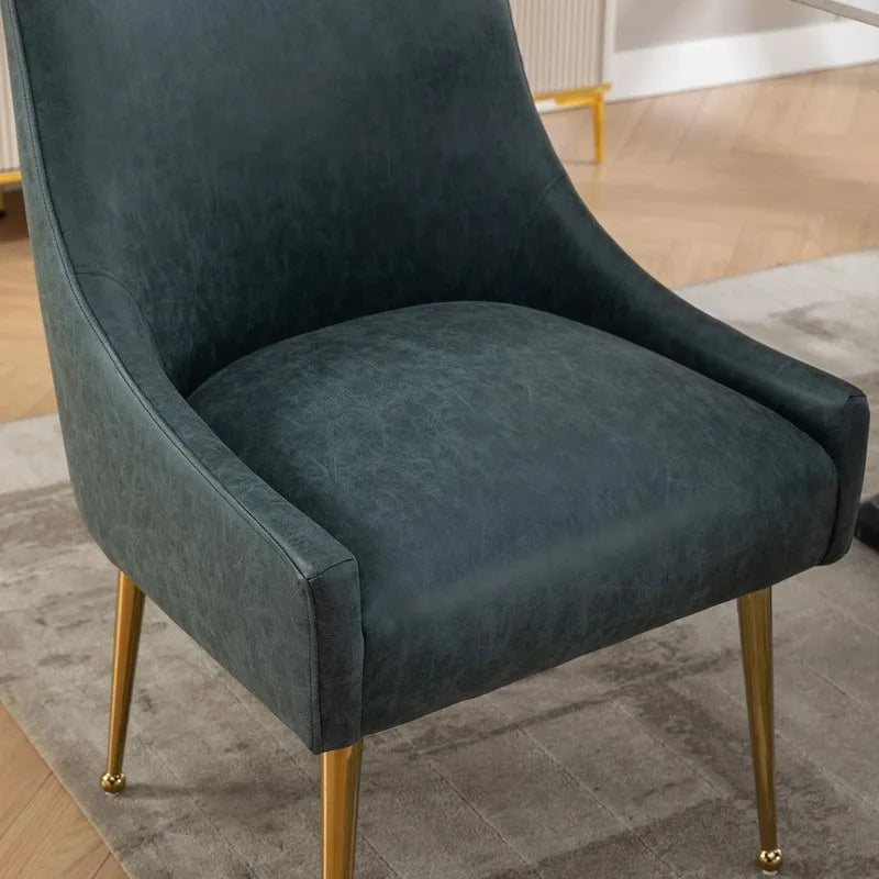 Moderner Glamour Esszimmerstuhl aus PU-Leder oder Schminkstuhl 4er-Set mit Griff an der Rückenlehne