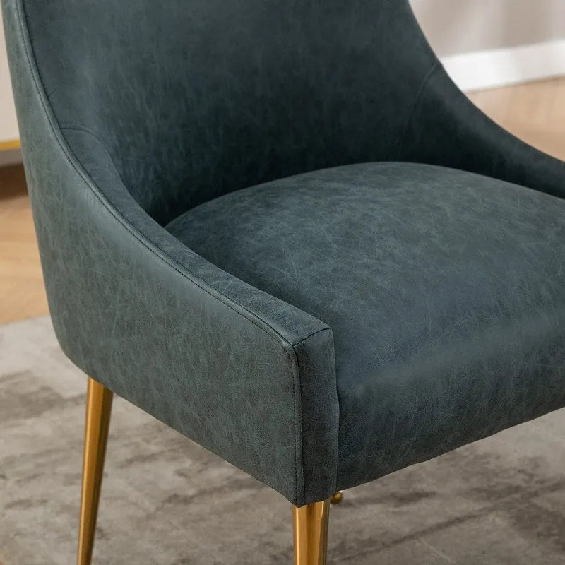 Moderner Glamour Esszimmerstuhl aus PU-Leder oder Schminkstuhl 4er-Set mit Griff an der Rückenlehne