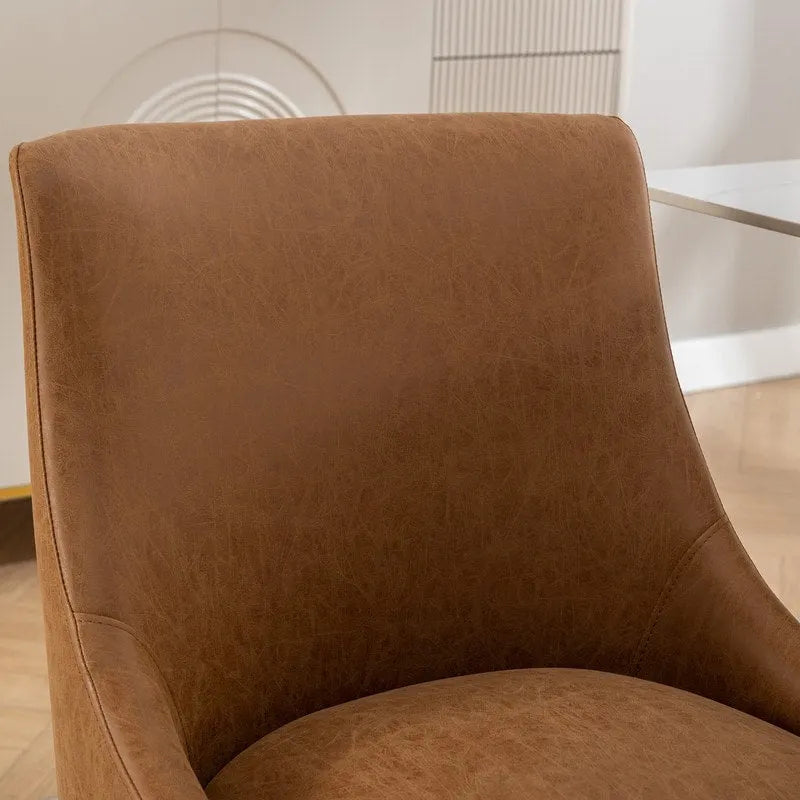 Moderner Glamour Esszimmerstuhl aus PU-Leder oder Schminkstuhl 4er-Set mit Griff an der Rückenlehne
