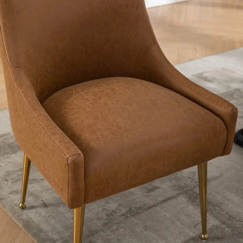 Moderner Glamour Esszimmerstuhl aus PU-Leder oder Schminkstuhl 4er-Set mit Griff an der Rückenlehne
