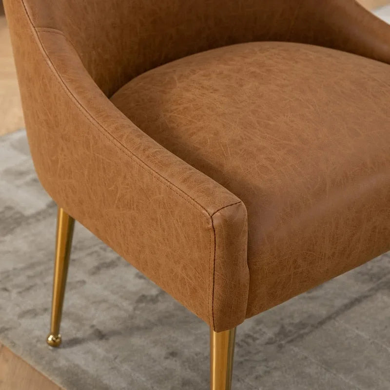 Moderner Glamour Esszimmerstuhl aus PU-Leder oder Schminkstuhl 4er-Set mit Griff an der Rückenlehne