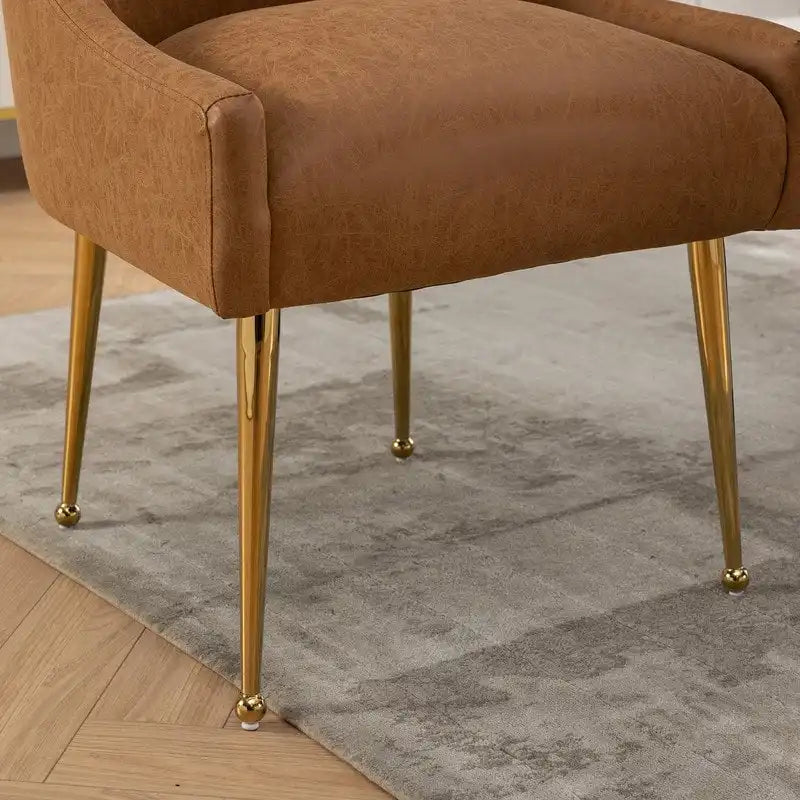 Moderner Glamour Esszimmerstuhl aus PU-Leder oder Schminkstuhl 4er-Set mit Griff an der Rückenlehne