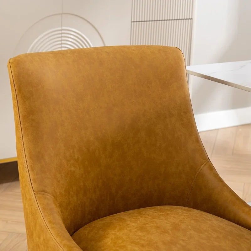 Moderner Glamour Esszimmerstuhl aus PU-Leder oder Schminkstuhl 4er-Set mit Griff an der Rückenlehne