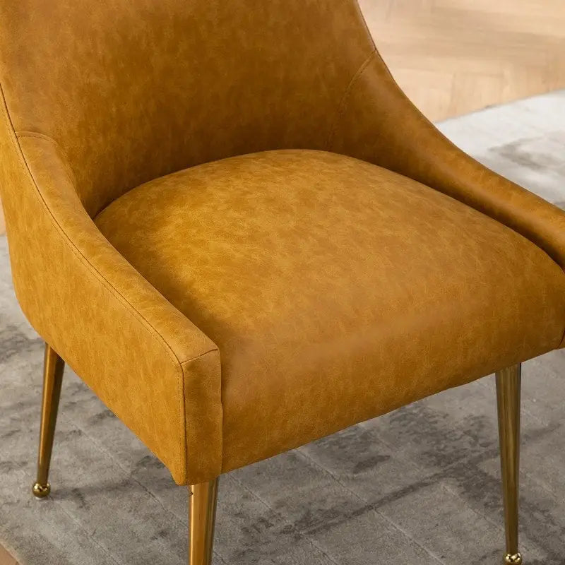 Moderner Glamour Esszimmerstuhl aus PU-Leder oder Schminkstuhl 4er-Set mit Griff an der Rückenlehne
