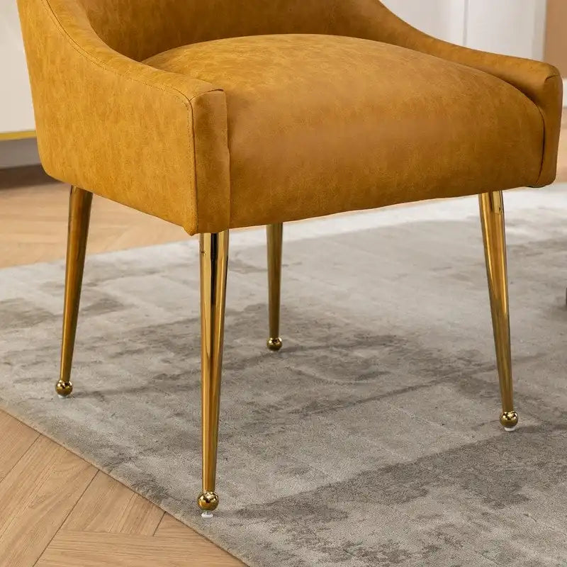 Moderner Glamour Esszimmerstuhl aus PU-Leder oder Schminkstuhl 4er-Set mit Griff an der Rückenlehne