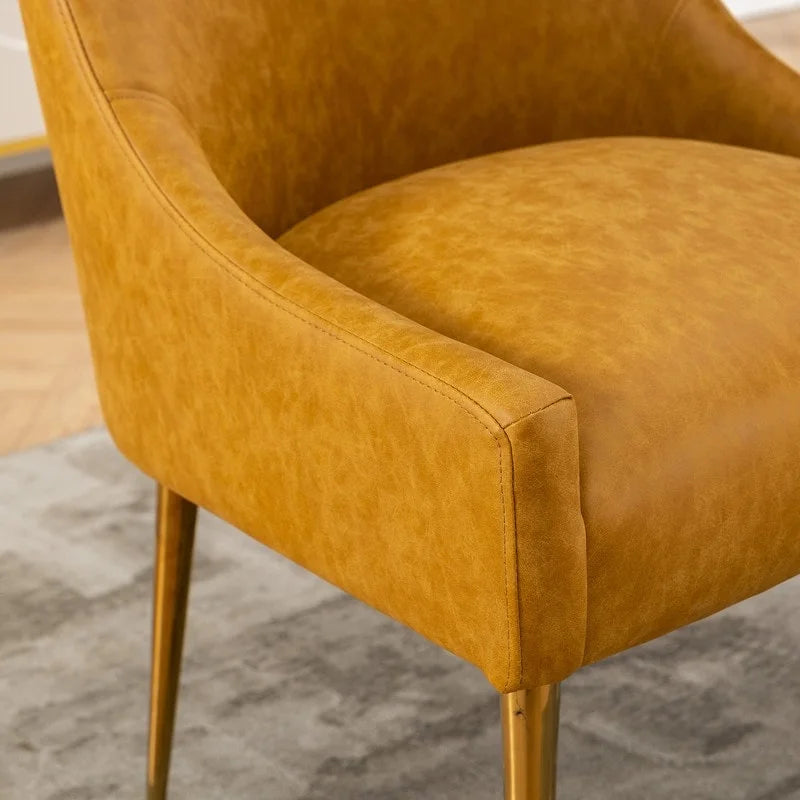 Moderner Glamour Esszimmerstuhl aus PU-Leder oder Schminkstuhl 4er-Set mit Griff an der Rückenlehne