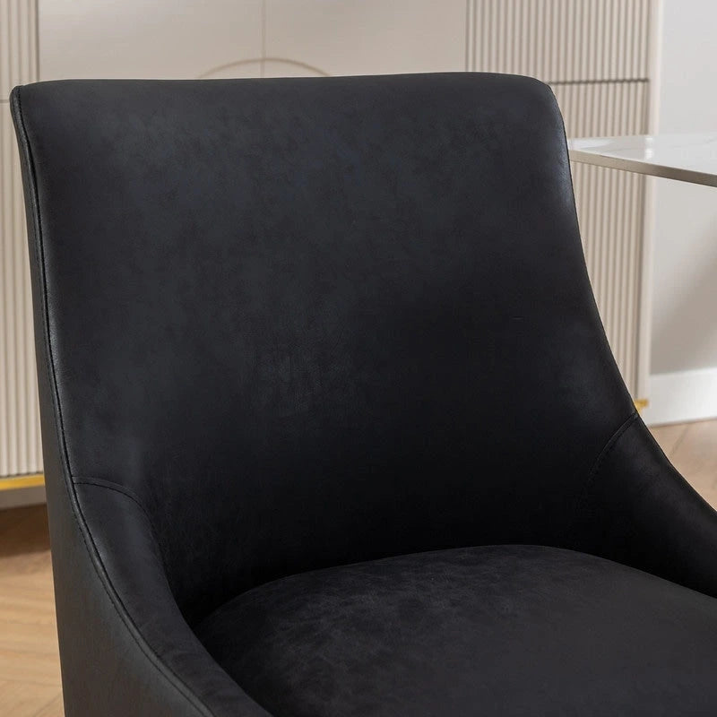 Moderner Glamour Esszimmerstuhl aus PU-Leder oder Schminkstuhl 4er-Set mit Griff an der Rückenlehne