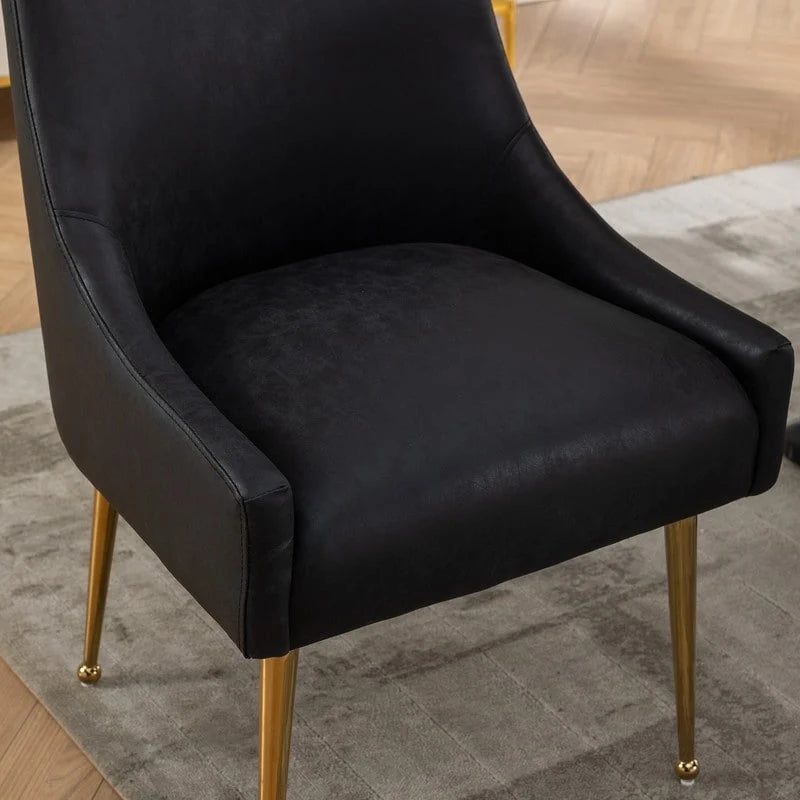 Moderner Glamour Esszimmerstuhl aus PU-Leder oder Schminkstuhl 4er-Set mit Griff an der Rückenlehne