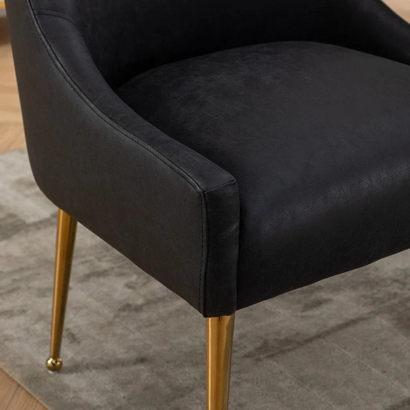 Moderner Glamour Esszimmerstuhl aus PU-Leder oder Schminkstuhl 4er-Set mit Griff an der Rückenlehne