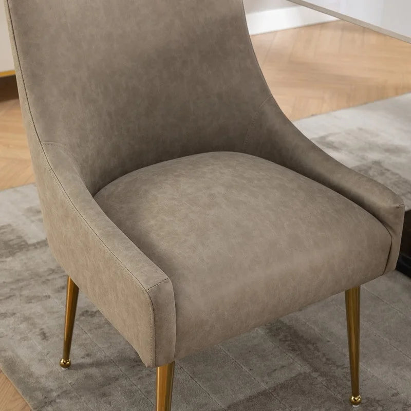 Moderner Glamour Esszimmerstuhl aus PU-Leder oder Schminkstuhl 4er-Set mit Griff an der Rückenlehne