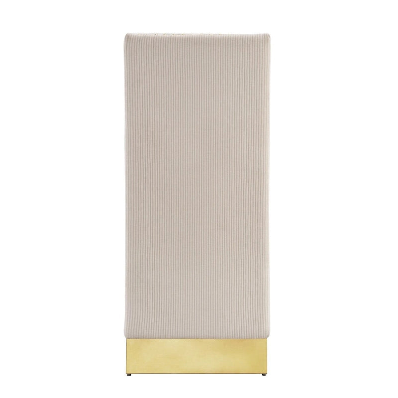 Moderne Esszimmerstühle aus cremefarbenem Samt mit Goldbeinen – 2er-Set