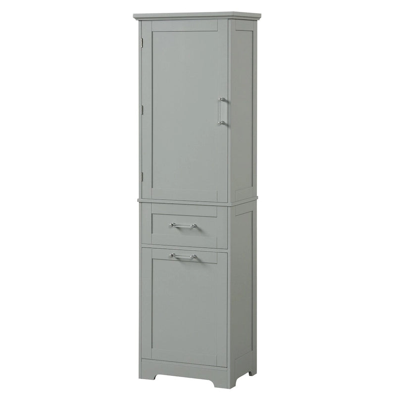 50,8 cm B x 33 cm T x 173 cm H Wäscheschrank mit 2 unterschiedlich großen Schubladen und verstellbarem Einlegeboden