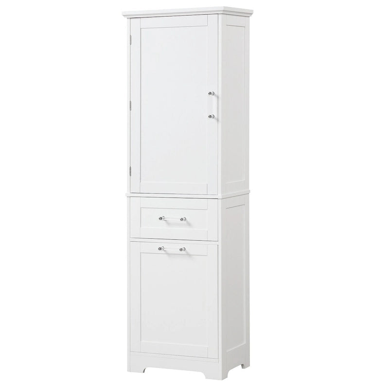 50,8 cm B x 33 cm T x 173 cm H Wäscheschrank mit 2 unterschiedlich großen Schubladen und verstellbarem Einlegeboden