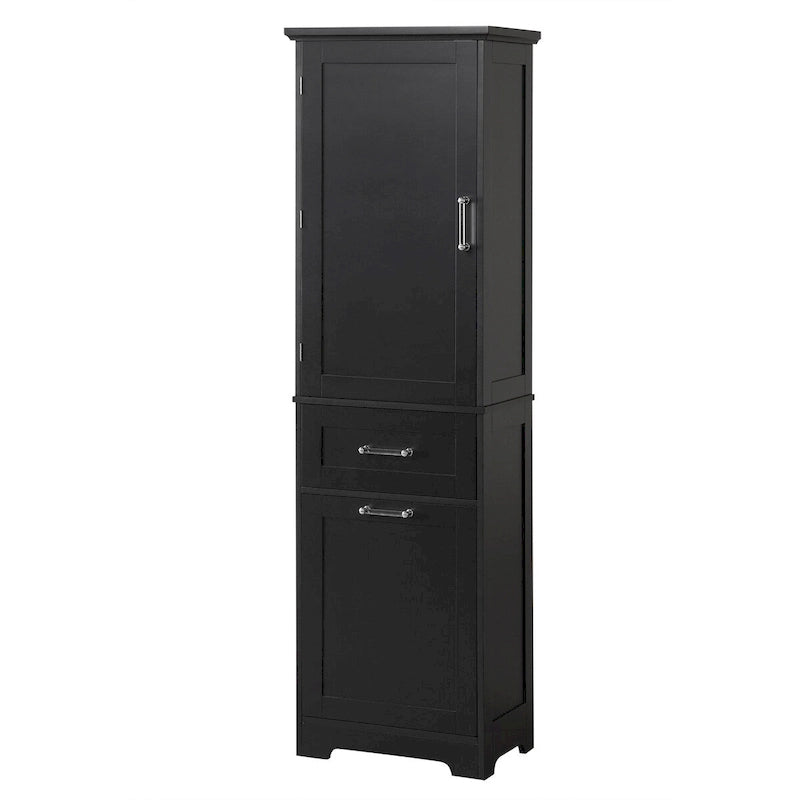 50,8 cm B x 33 cm T x 173 cm H Wäscheschrank mit 2 unterschiedlich großen Schubladen und verstellbarem Einlegeboden