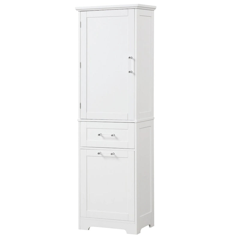 50,8 cm B x 33 cm T x 173 cm H Wäscheschrank mit 2 unterschiedlich großen Schubladen und verstellbarem Einlegeboden