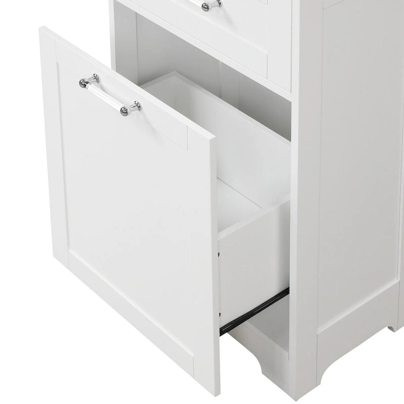 50,8 cm B x 33 cm T x 173 cm H Wäscheschrank mit 2 unterschiedlich großen Schubladen und verstellbarem Einlegeboden