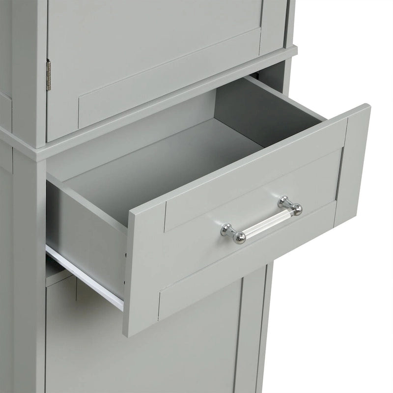 50,8 cm B x 33 cm T x 173 cm H Wäscheschrank mit 2 unterschiedlich großen Schubladen und verstellbarem Einlegeboden