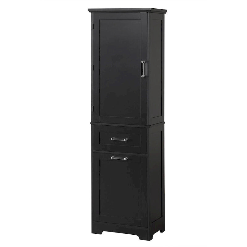 50,8 cm B x 33 cm T x 173 cm H Wäscheschrank mit 2 unterschiedlich großen Schubladen und verstellbarem Einlegeboden