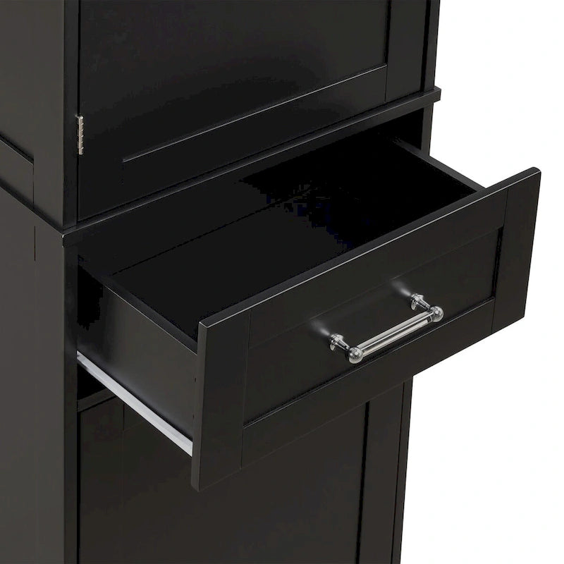 50,8 cm B x 33 cm T x 173 cm H Wäscheschrank mit 2 unterschiedlich großen Schubladen und verstellbarem Einlegeboden